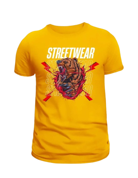Streetwear wild bear yellow t-shirt